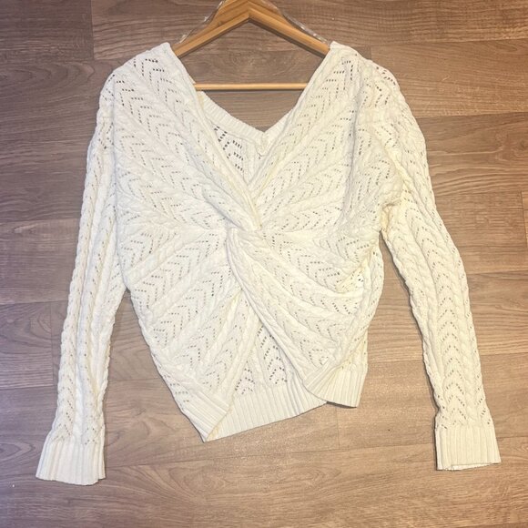 Jun Ivy Cable Knit Twist Back Sweater - Picture 2 of 5